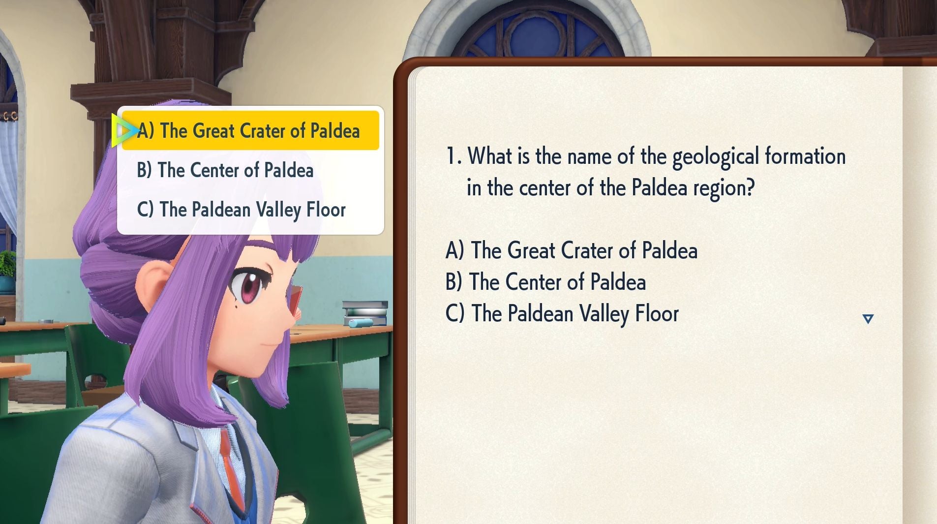Pokémon Scarlet and Violet school answers for History, Biology, Math